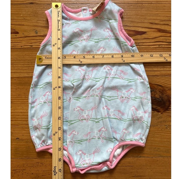 The Beaufort Bonnet Company Bubble Romper Kids Blue Horse Print SIZE 3T - Picture 5 of 6